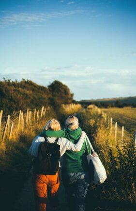 Two people starting the path of healing and walking on a new path and meeting with a Houston TX Counselor